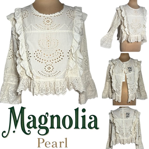 Magnolia Pearl Hermione Eyelet Blouse TOP 2194-MOON-OS